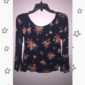 Navy floral off the shoulder top